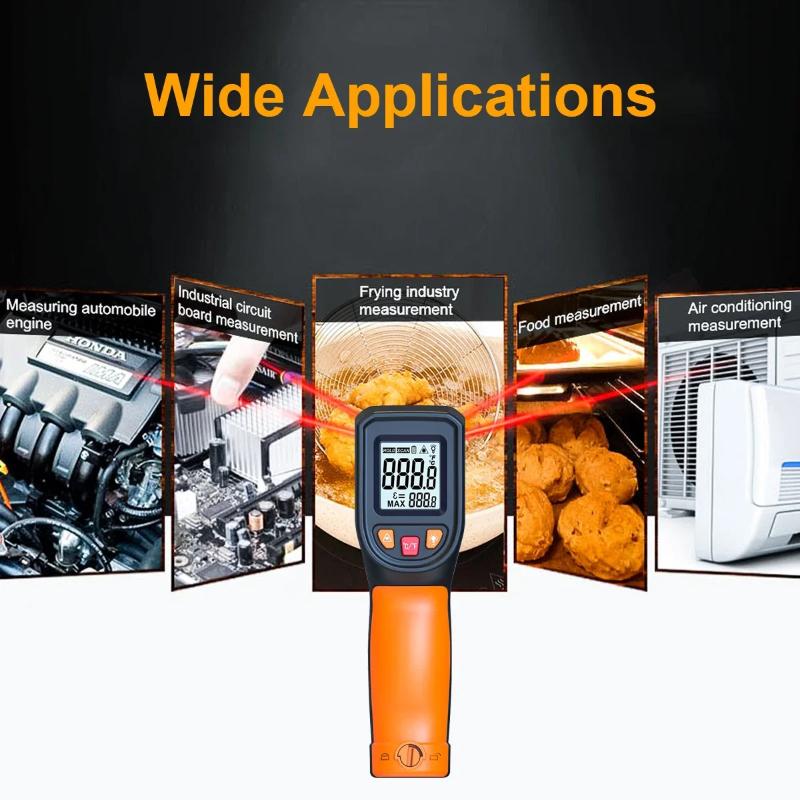 Infrared Thermometer With Laser Positioning Over Temp Alarm For Industrial Cooking Auto Temp Test