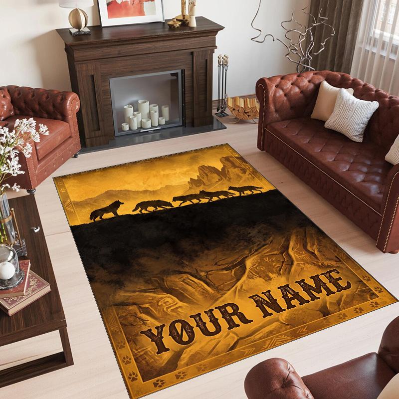 Fox Theme Crystal Velvet Floor Rug Personalized Custom Name Text Warm Carpet Home Decoration