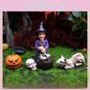 Halloween Witch Pumpkin Resin Yard Decoration With Micro Landscape Scene Gift
