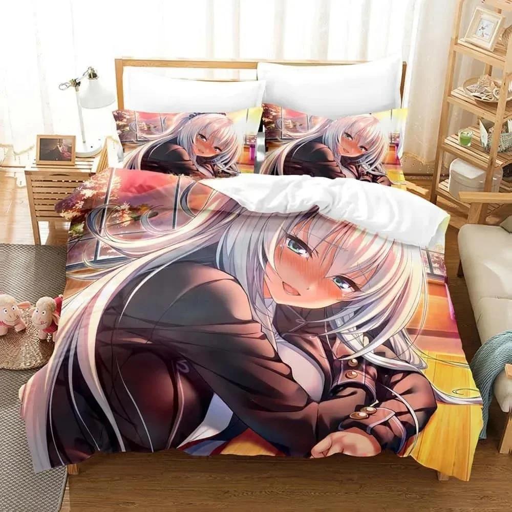 New 3d Print Anime Kawai Young Girls Amakano Beding Set Single Twin Ful Quen King-Sized Dimensionsd Dimensions Bed Linen Set Adult People Kid Bedrom
