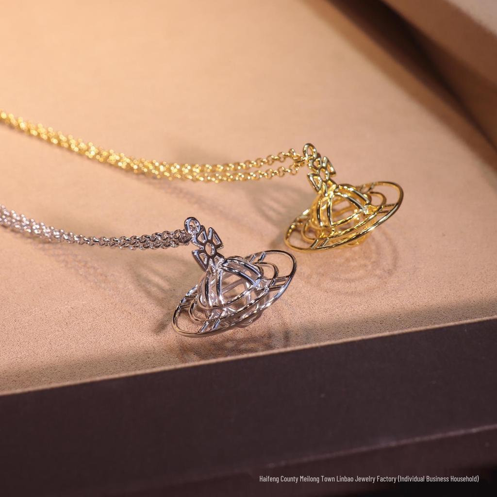 Kaiserinwitwe Cixi Saturn Vogelkäfig Halskette & Vivienne Planetenanhänger Ohrring Set