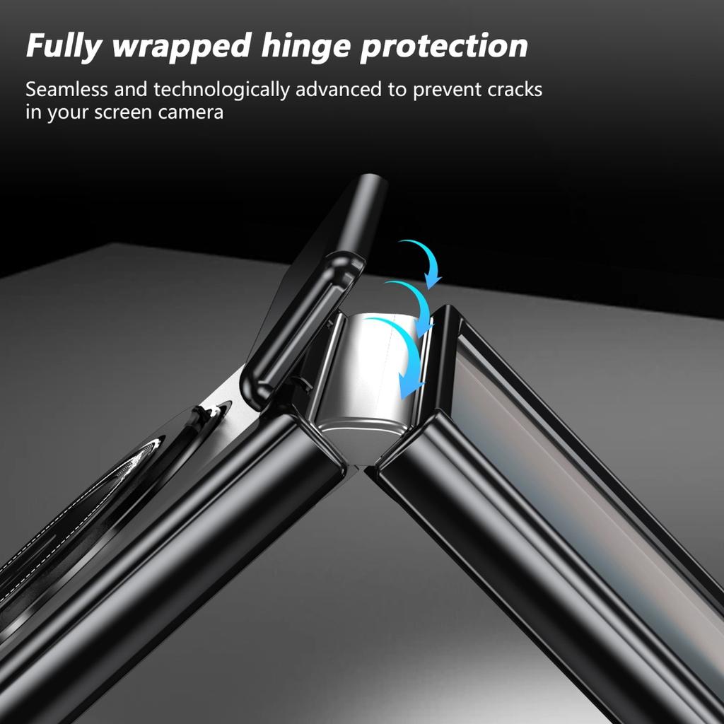 360 Rotating Ring Holder Magnetic Hinge Protection Phone Case for Samsung Galaxy Z Flip 7 6 5 4 3 Flip7 with Tempered Film Cover