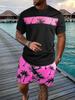 Hawaiian Beach 3D Printed Summer Men's T-shirt Set Sportswear Men's Clothing Short Sleeve Shorts Set Men's T-shirt Set
