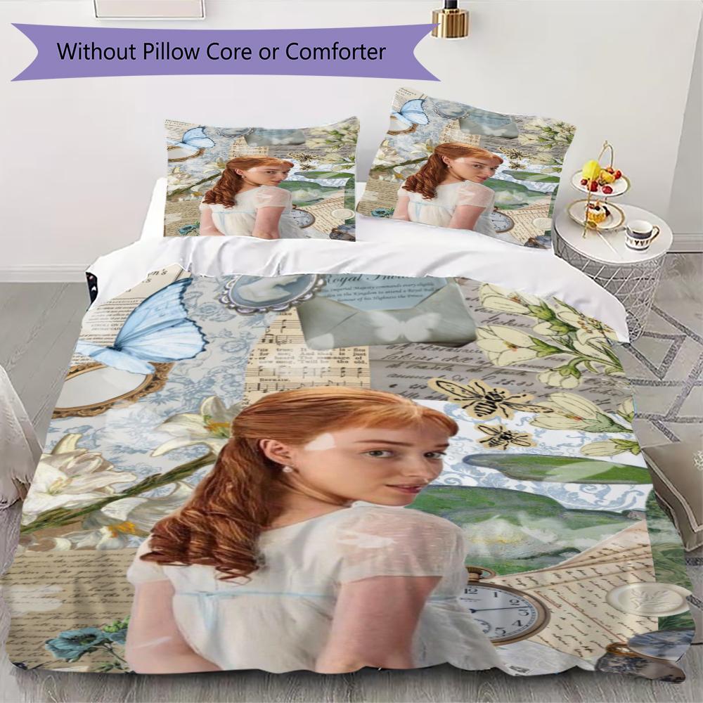 Bridgerton Pattern Bedding,Quilt Set Quilt Cover Pillowcase Home Birthday Gift(1 * duvet cover + 2 * pillowcase, without core)_lx