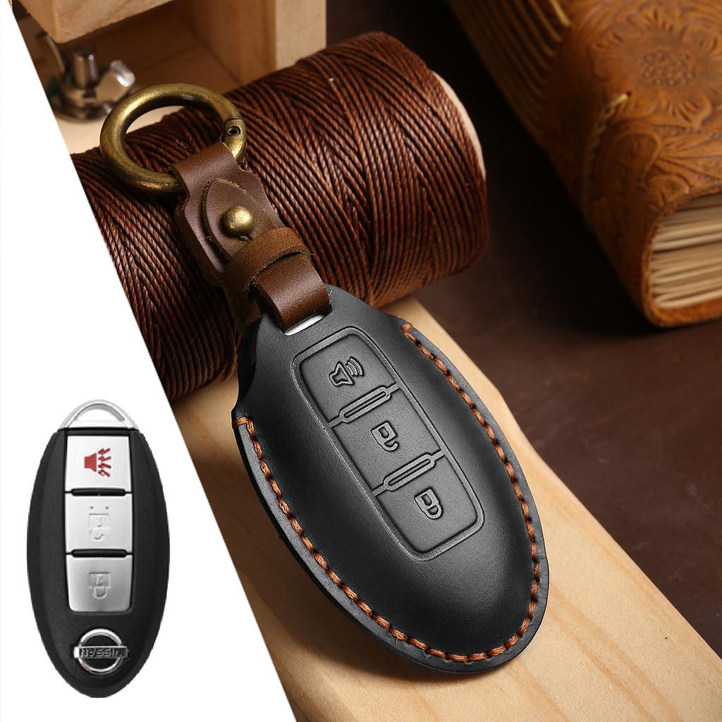 Schutzhülle für Autoschlüssel Geeignet für Nissan Leder Handgefertigte Autozubehörteile