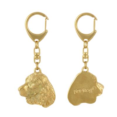 Welsh Springer Spaniel, Welsh Springer, Welsh Starter – Gilded Key Ring with Dog, Handbag Decoration |
