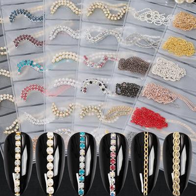 Value Six-Pack Japanese Creative Nail Decorative Chain Pearl Rhinestone Chain Nail Art Metal Color Retention Chain