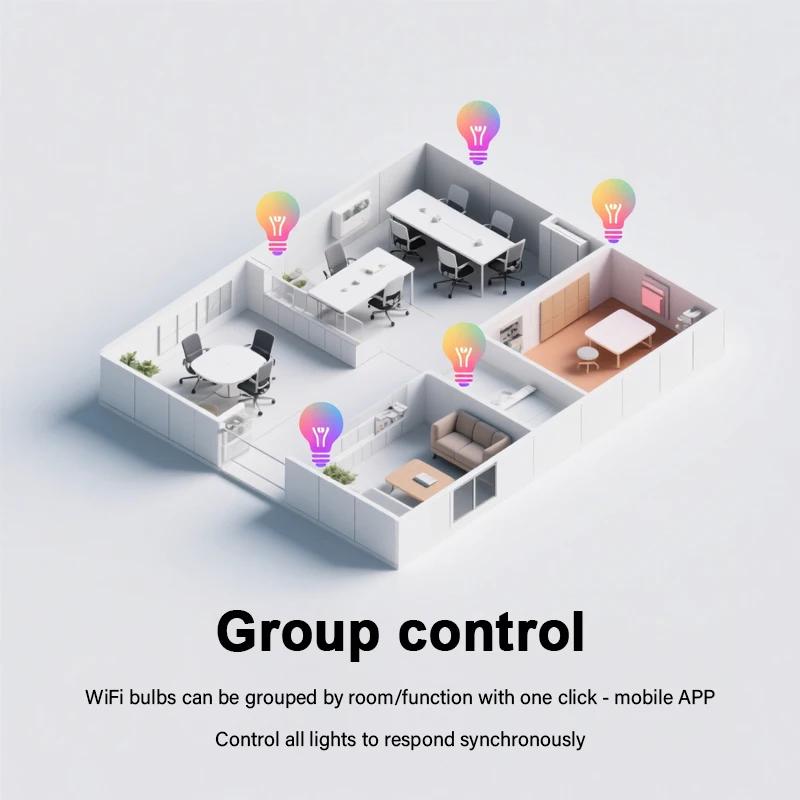 Smart Bulb E27 WiFi/Bluetooth Dimmable LED Light Bulb 9W/12W RGBCW 85-265V Smart Life App Control Support Alexa Google Home