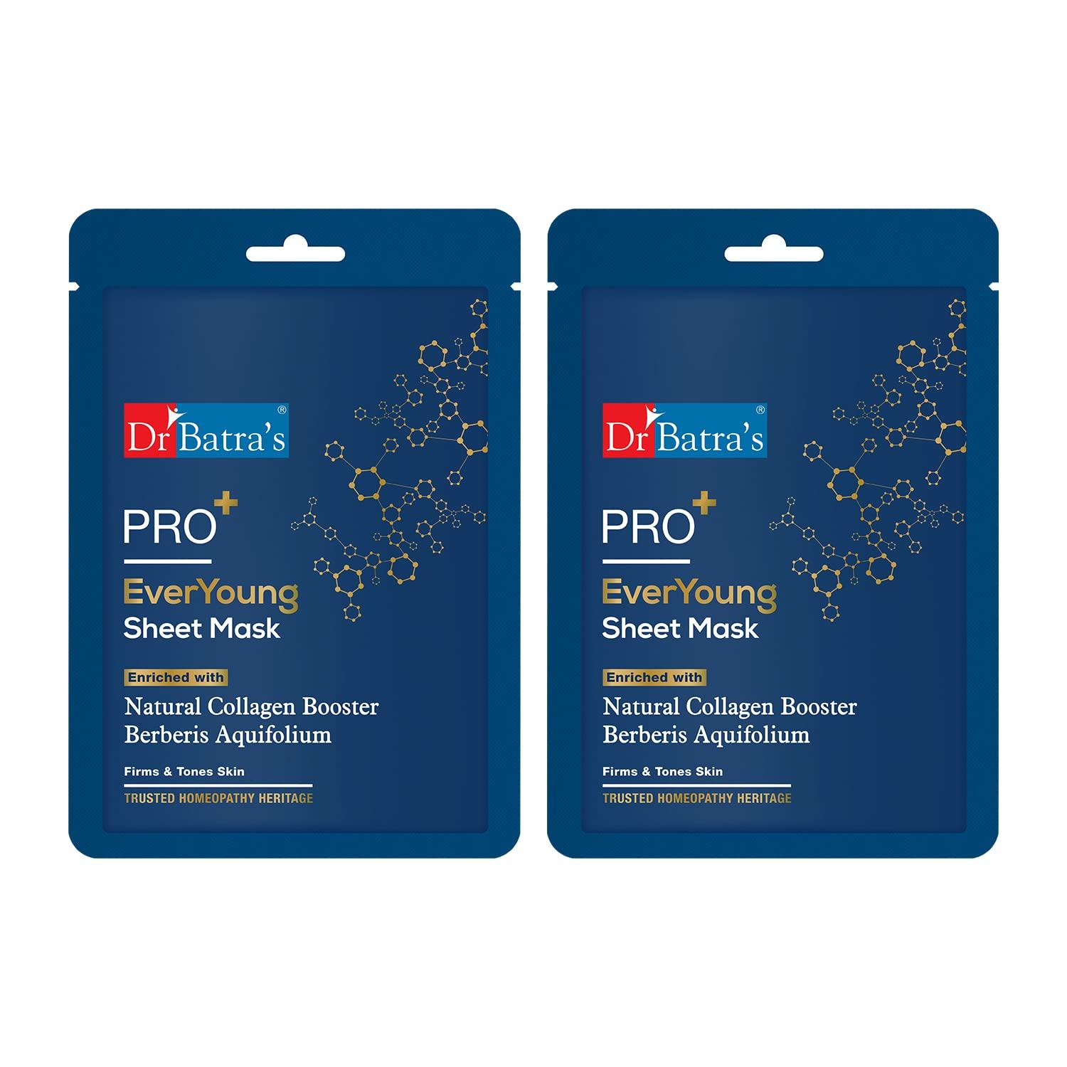 Dr Batra s PRO+ Everyoung Sheet Mask 25g X Pack of 2 Natural Collagen Booster for Smooth Radiant Skin