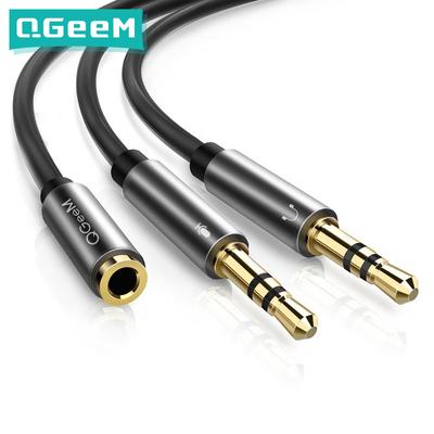 QGeeM Ακουστικά Splitter για Υπολογιστή 3,5mm Γυναικείο σε 2 Αρσενικό 3,5mm Mic Audio Y Splitter Cable Ακουστικά σε Προσαρμογέα υπολογιστή Καλώδιο AUX