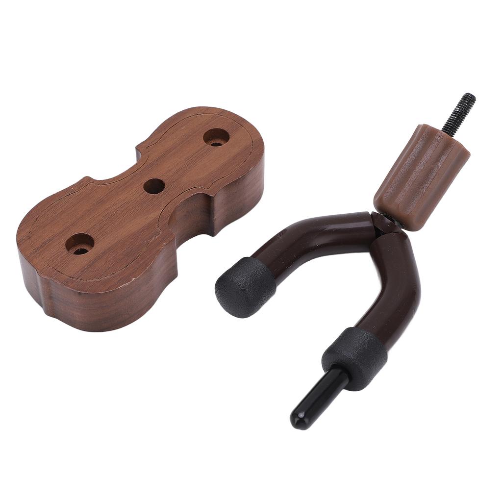 Violin Shaped Wall Mount Black Walnut Wood Colour Violins Hook Holder with Bow Hooks