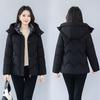 Womens Winter Hooded Cotton Coat Plus Size Solid Color Warm Loose Casual Jacket