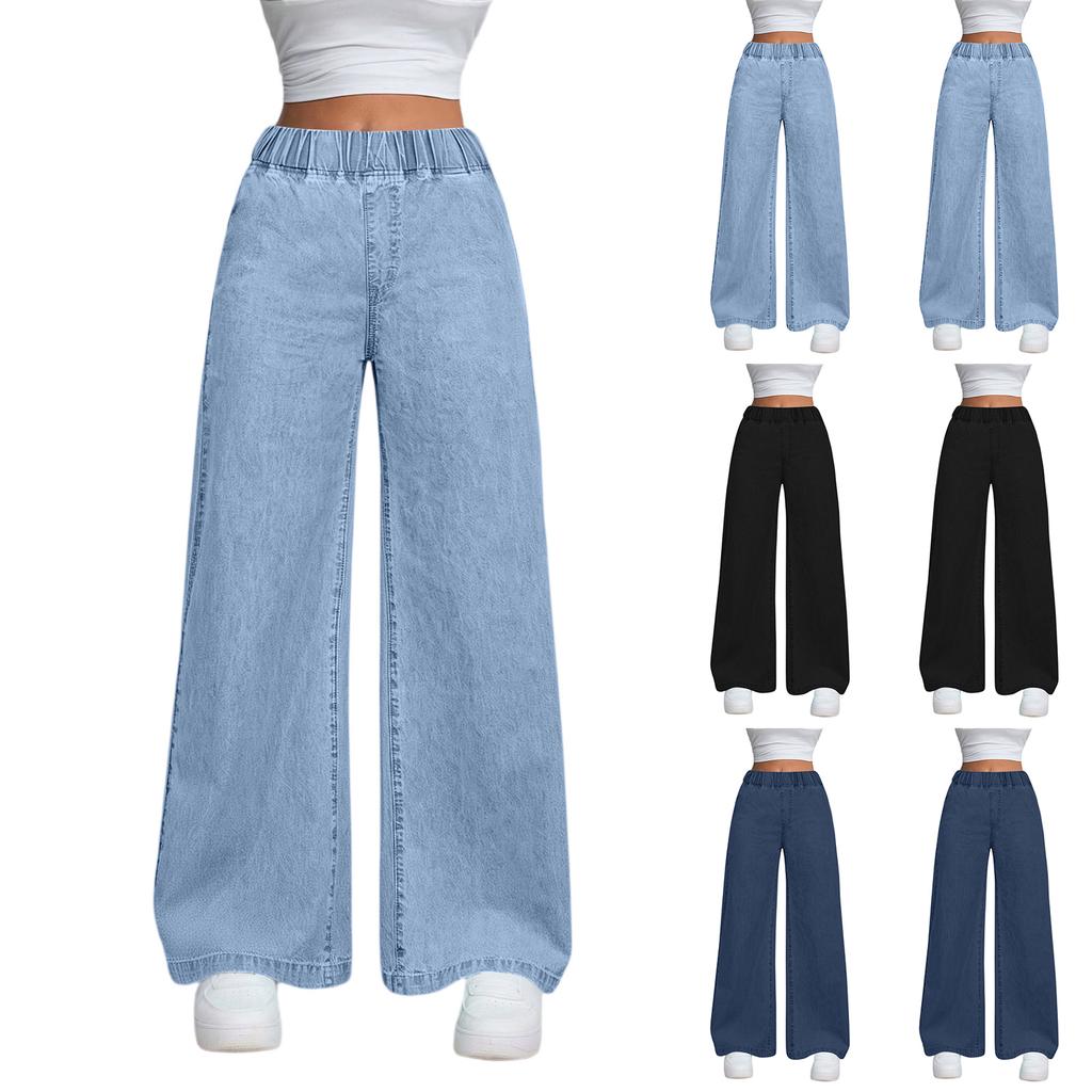 Women's High Waist Straight Leg Loose Casual Trousers Jeans
