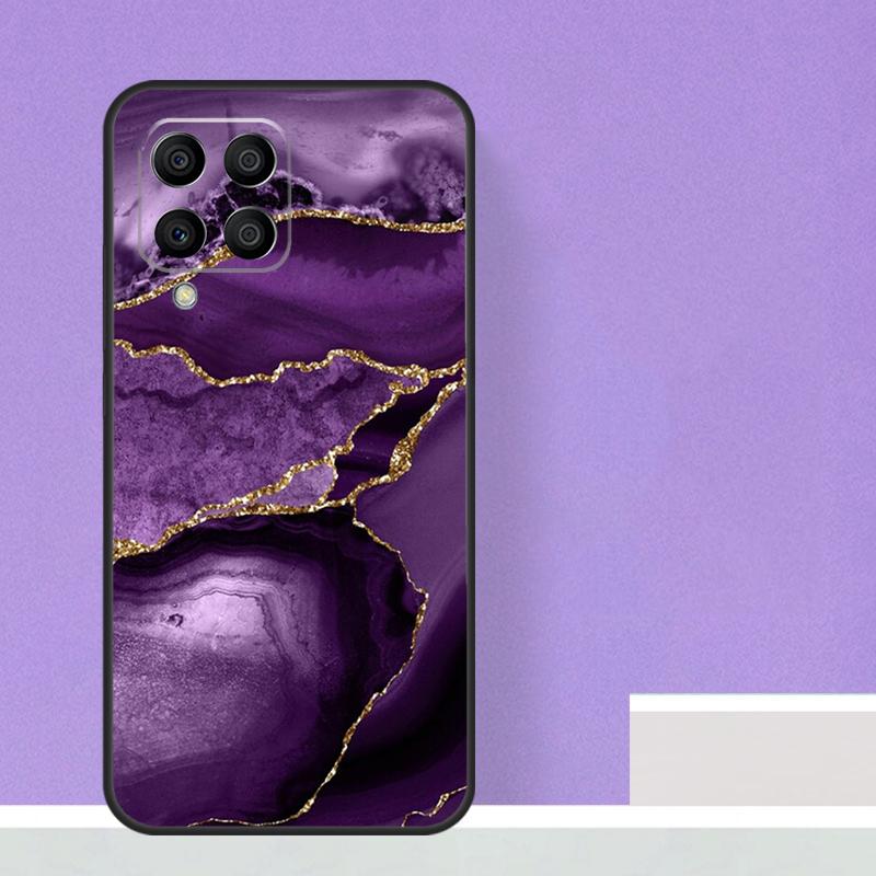 Teal Blue Gold Agate Marble Case For Samsung Galaxy M23 M20 M32 M52 M56 M16 M36 M54 M34 M14 M35 M55 M15 M11 M31 M13 M53