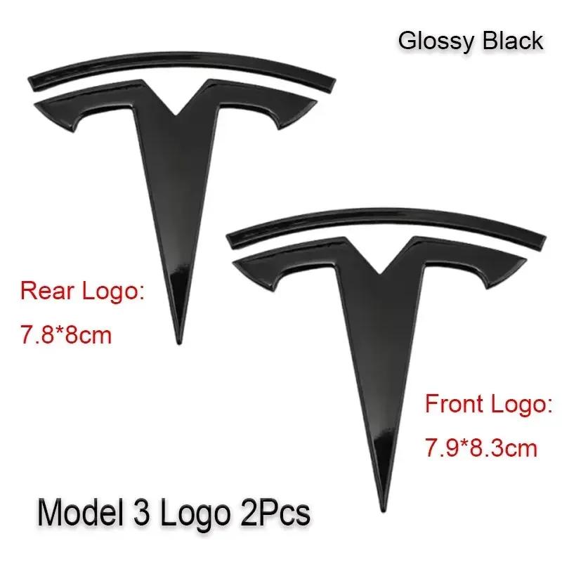 

Car Sticker Tesla 2Pcs 3D ABS Black Chrome Red Carbon Car Front Hood Emblem Rear Trunk Badge Sticker For Tesla 3 Y Decals Access