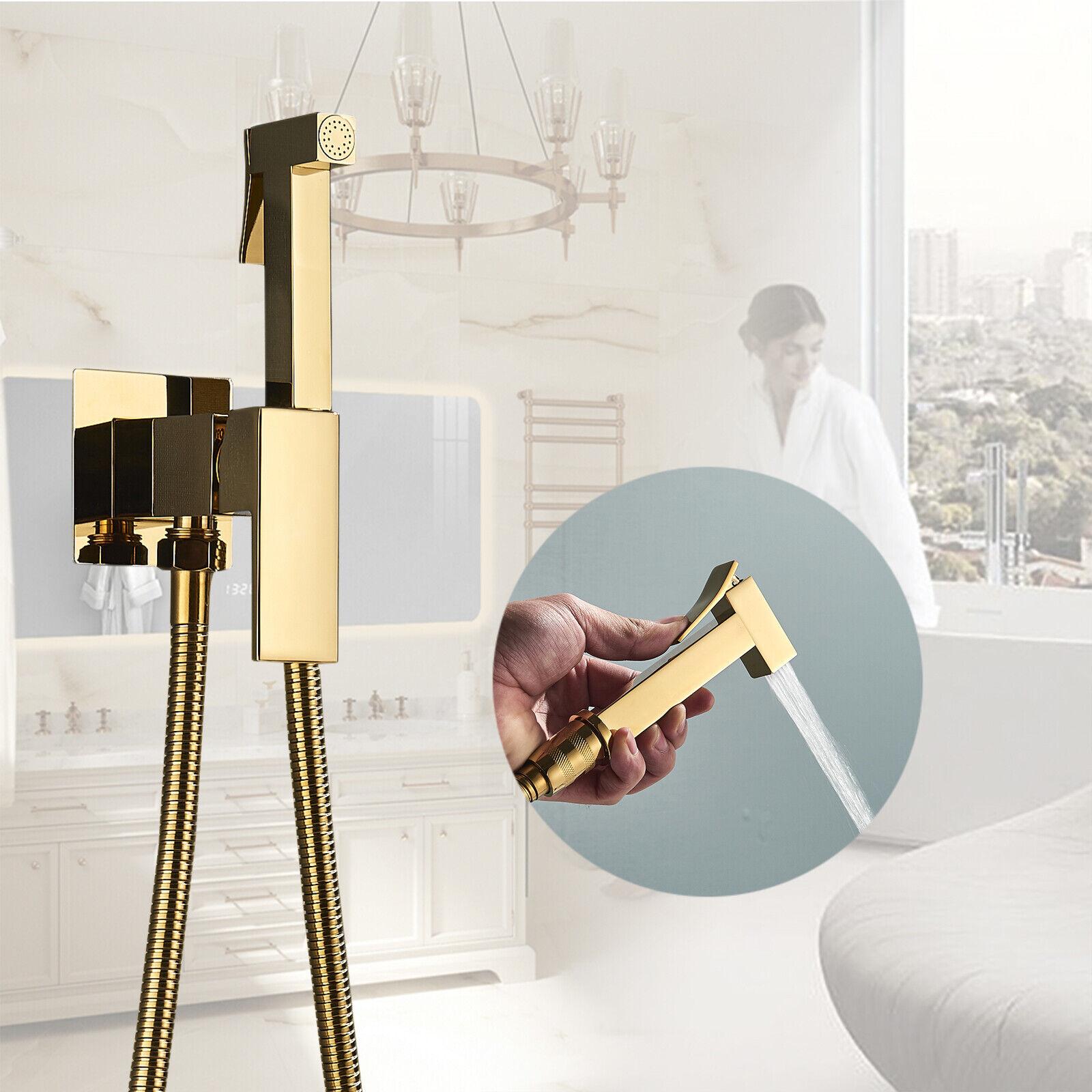Bidet-Duschbrause Messing-Duschbrause WCWaschhahn Hygienemischer Wasserhahn gold