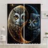 Taiji Chinese Owl Pattern Printed Curtains Window Decoration Home Room Set Of 2 Made Polyester
