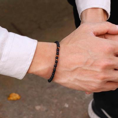 4mm Handmade Blue Turquoise Black Onyx Fine Section String Men Women Natural Stone Bracelet Male Students Couple Jewelry