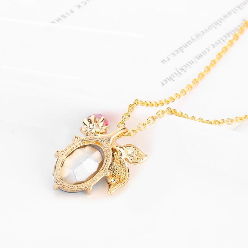 Hot Sale Bee Insect Pendant Necklace For Women Gift Champagne Zircon Gold Color Chain Necklace
