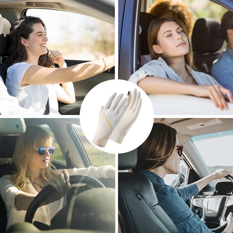 Gants de Conduite UV pour Femmes Gants Rafraîchissants en Soie Glacée Protection Solaire Gants Fil Nuage Rafraîchissants Soleil UV Pour Conduite Cyclisme