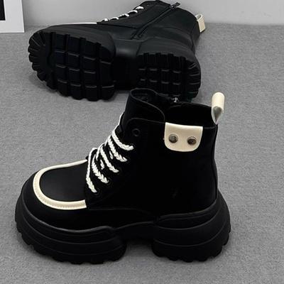 Damen Plateau-Schneestiefel mit hohen Absätzen, Plüsch-Lederschuhe, lässige Sport-Sneakers, 2025 Trend, gemütlicher Laufschuh, Schnürschuh, Botas Mujer