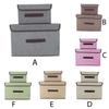 2Pcs Folding Storage Box Non Woven Rectangle Fabric Clothes Basket Toys Container with Lid