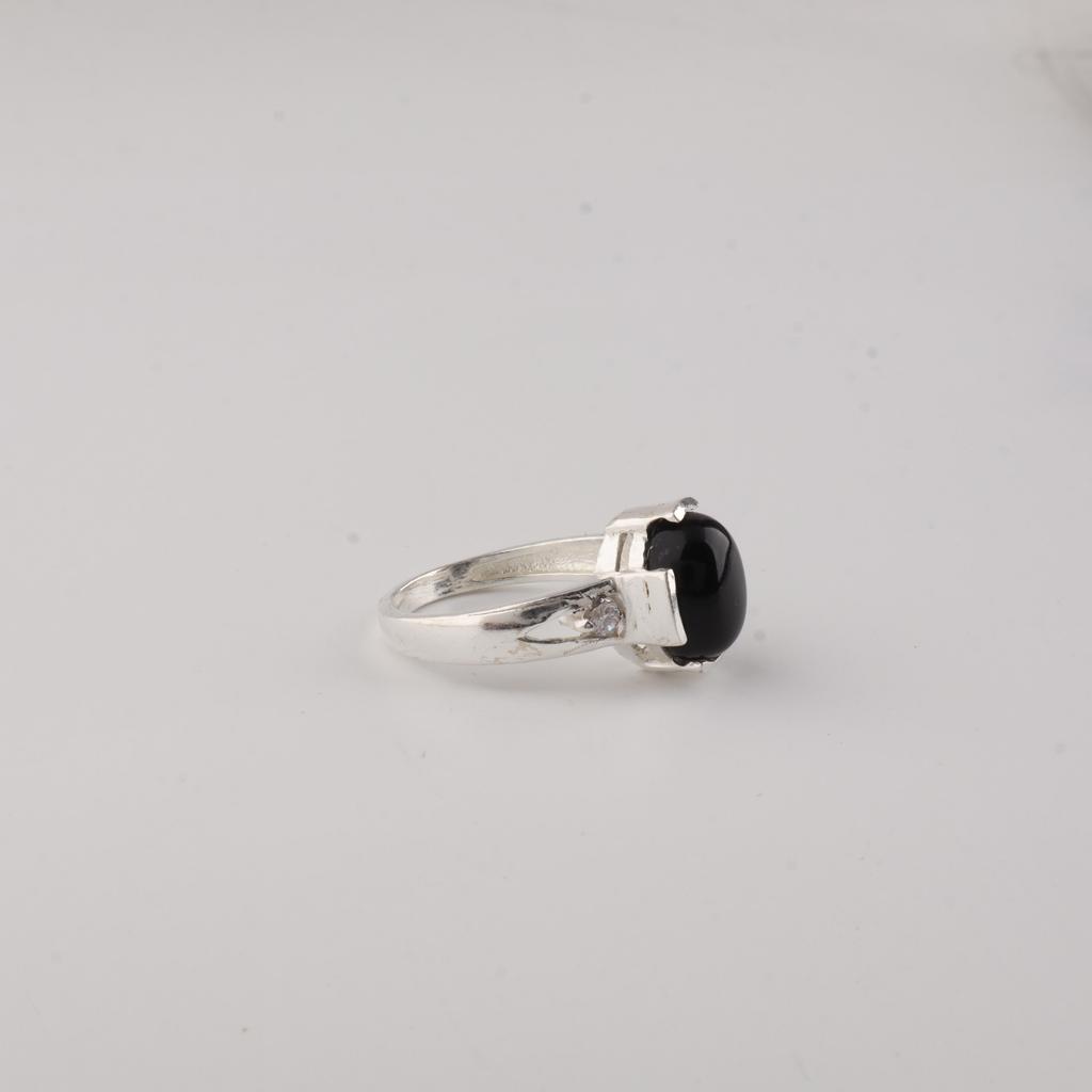Gemma di Tormalina Nera Naturale Gioielli in Argento Sterling 925 Anello di Proposta Per Lei CZR-18-27