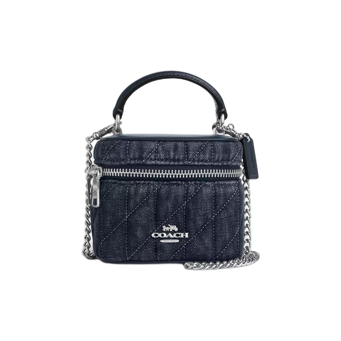 

Coach Mini Shoulder Crossbody Handbag Women handbags Silver Blue CAQ00-SVDE Gift Box Sets (Basic Set+Black Box)