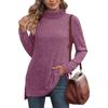 Women's Fall/Winter Sweaters New Arrival Solid Color High-Neck Sweater Women's Loose-Fit T-Shirt Top