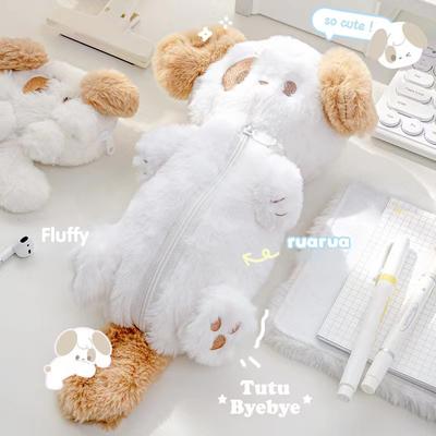 1ks plyšový penál měkký a roztomilý chlupatý úložný sáček s plyšovou výšivkou malý přívěsek