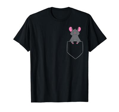 Souris, animal de compagnie, souris drôle, souris dans un sac, dans une poche, T-shirt