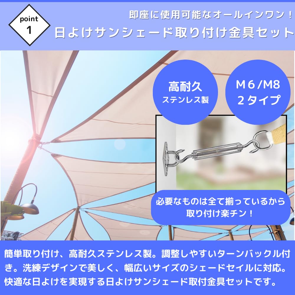 PLEAVIT Sunshade Shade Mounting Hardware Set for Outdoor Balcony and Rain Protection, Includes Eye Plates, Pad Eyes, and Fasteners (M6)