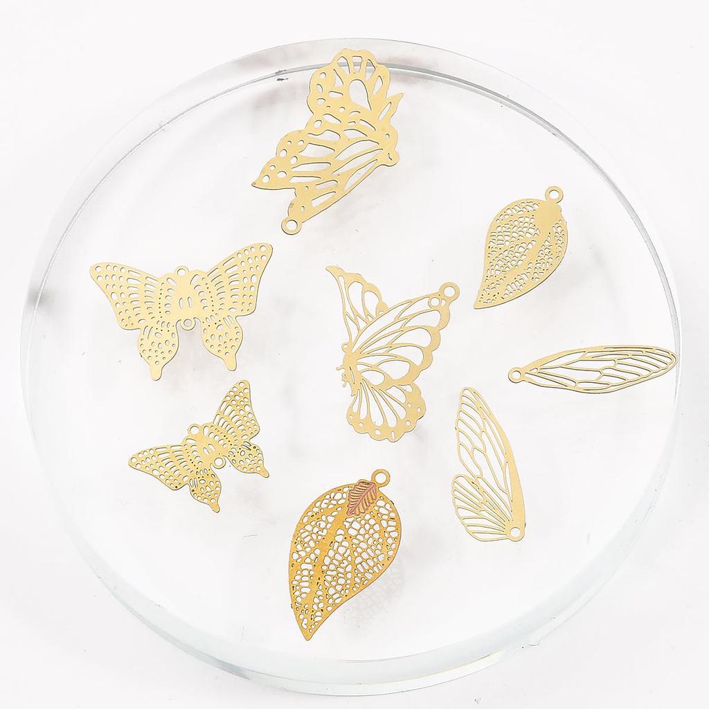 10pcs Copper Butterfly Wing Leaf Charm DIY Accessories Findings Supplies For Jewelry Making