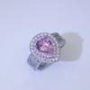 Elegant Pink Crystal Pear Drop Ring for Women Creative Engagement Wedding Band