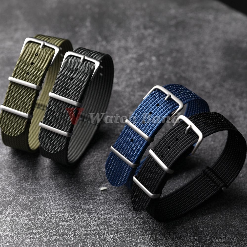 New Ribbed Nylon Watchband Nylon Watch Strap 18mm 20mm 22mm Watchband Accessories for Military Watch Band Bracelets
