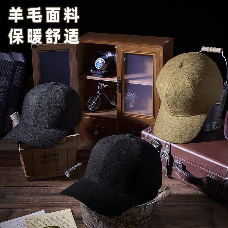 Spring and Autumn New Men's Peaked Cap Warm and Casual Comfortable Wool Men's Baseball Cap for the Elderly