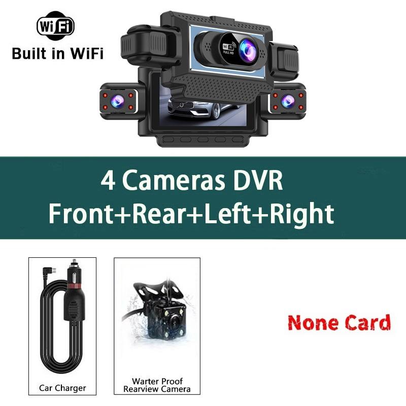 4-Channel 360° Dash Cam for Cars – WiFi APP, 1080P, 4 Camera Lenses, Rear View, Video DVR