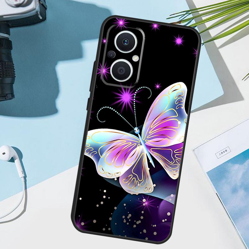 Black Beautiful Butterfly Cover For OPPO Reno 13 F 10 11 12 14 Pro 11F 12F 14F 7 8 Lite OPPO Find X9 X8 X5 X6 Pro Case