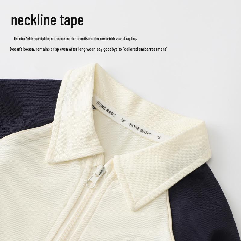 2026 Back to School Boys' Long Sleeve Polo Shirt - Children's Lapel Patchwork Top for Spring