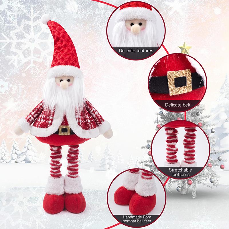 Retractable Festive Ornaments Santa Deer Snowman Polyester Sculpture Space Saving Tabletop Holiday Display