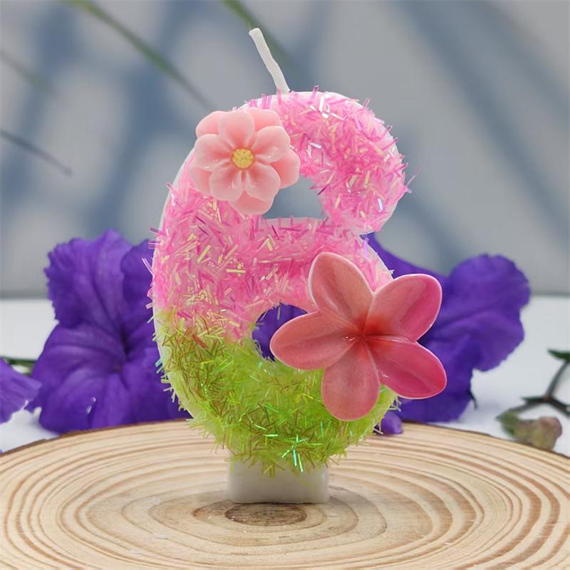 Creative Design Birthday Cake Frangipani Digital Candle Independent Packaging Party Decoration Handmade DIY Candle