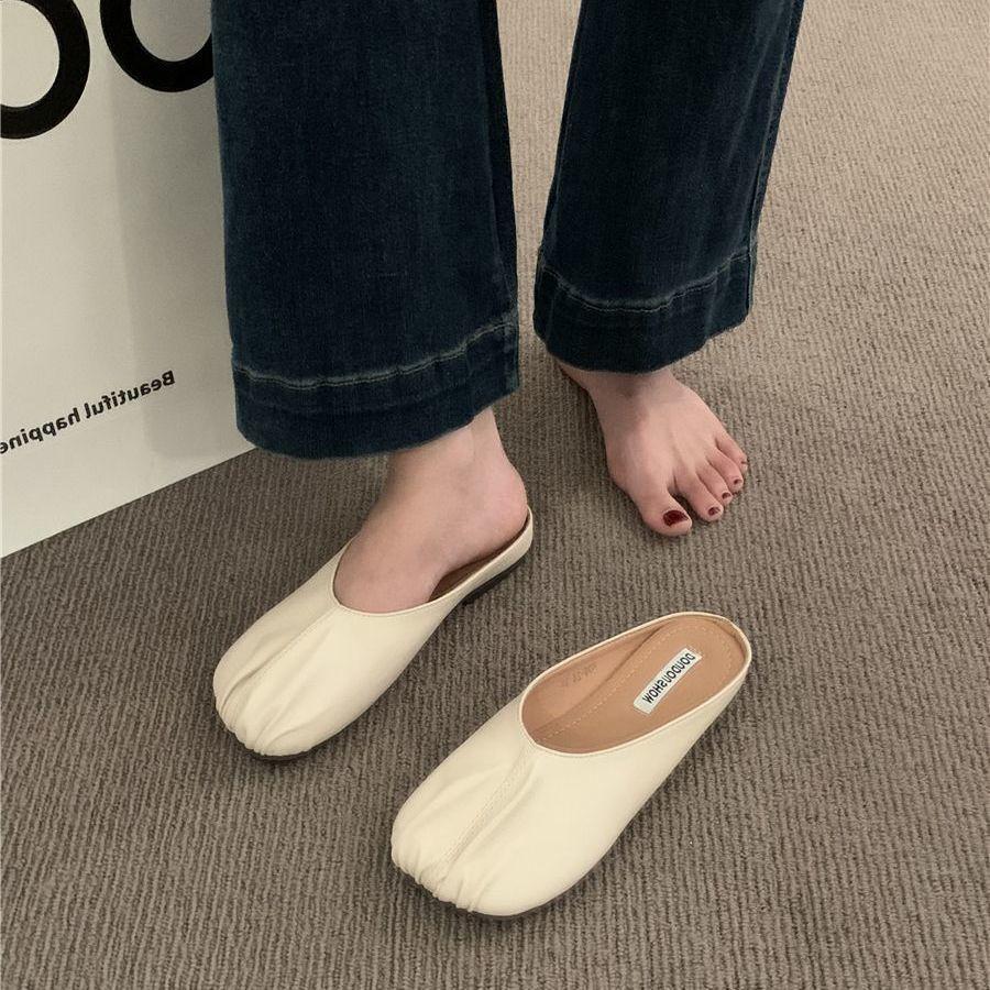 Comfortable and Casual Flat-bottomed Bag Head Half Slippers Japanese Muller Shoes 2025 Summer New One-pedal Women's Shoes Doudou Shoes