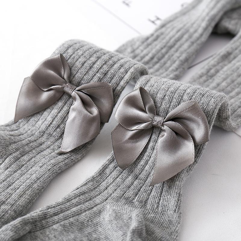 Gray Ribbed Tights Children' Tights with Bows 4-6 Years