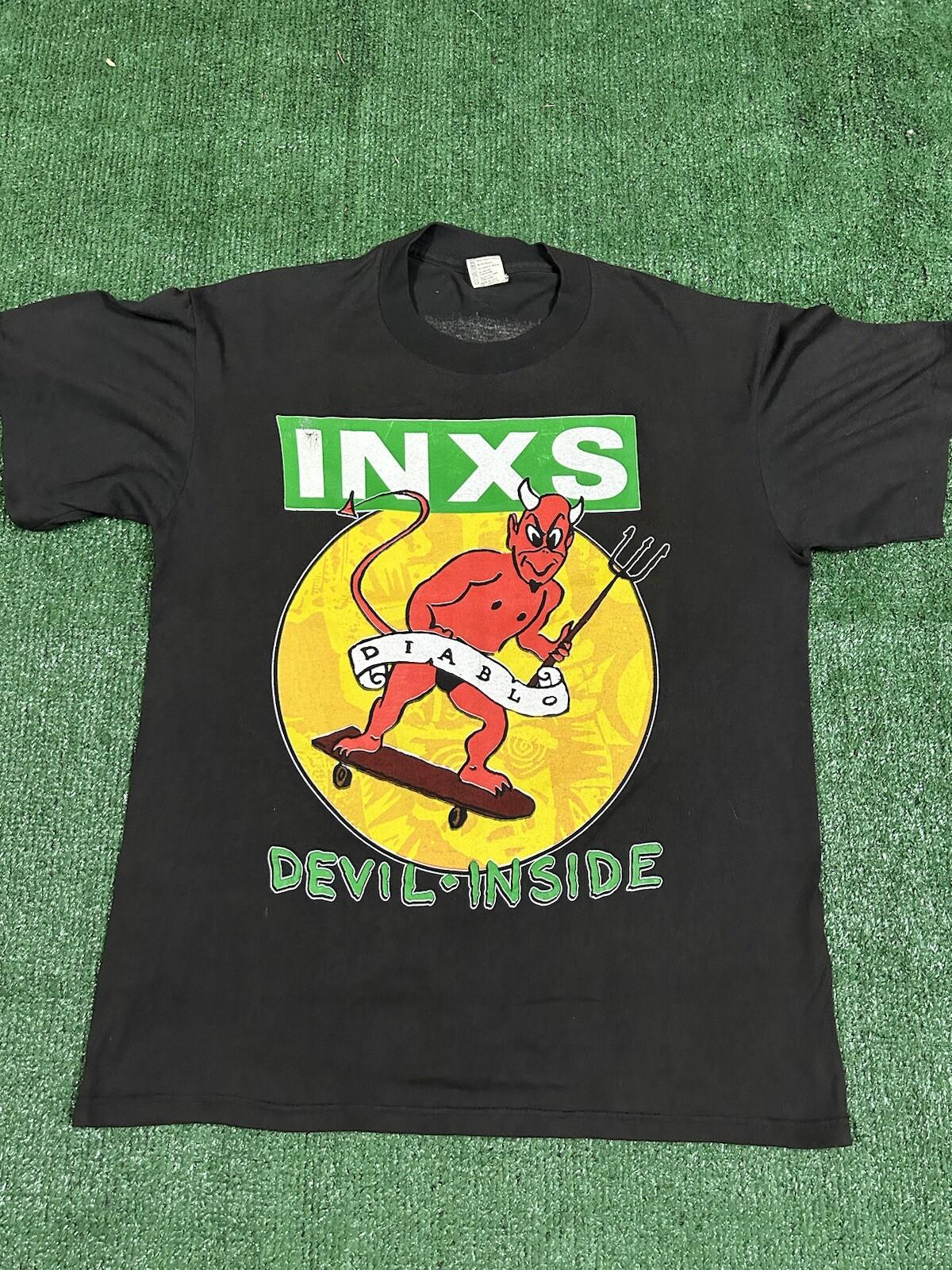 Vintage 1988 INXS Concert Devil Inside Tour T-shirt Size Large 80s Unisex T-Shirt S
