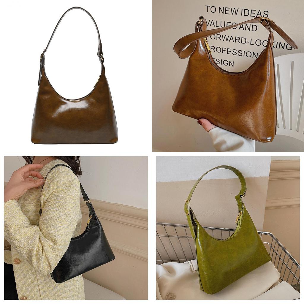 Vintage Small Shoulder Bag Pu Material Crossbody With Top Zipper And Seam Details For Casual Outfits