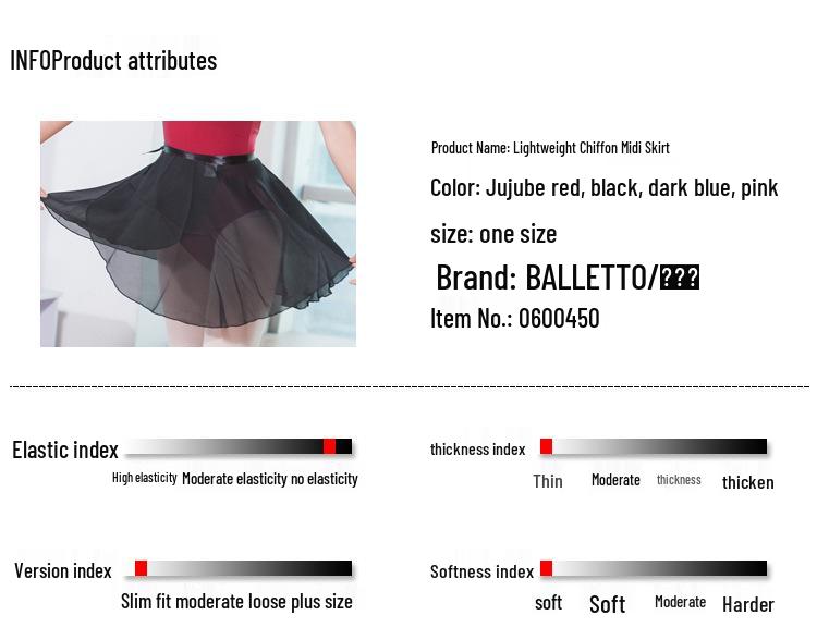 Barle Women's Semi-Transparent Chiffon Ballet Skirt for Dance Practice