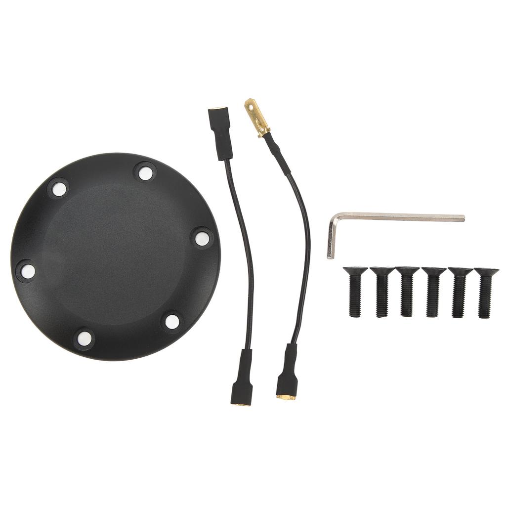 6 Holes Steering Wheel Horn Cover Aluminum Black Easy Installation Universal Fit for Most Cars