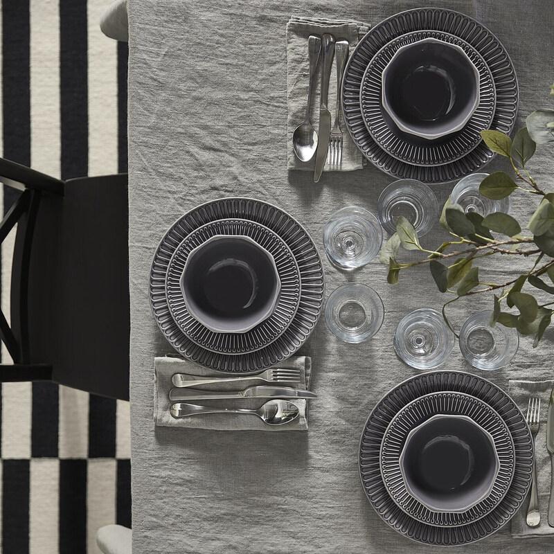 IKEA STRIMMIG Grey Stoneware Dinner Plate