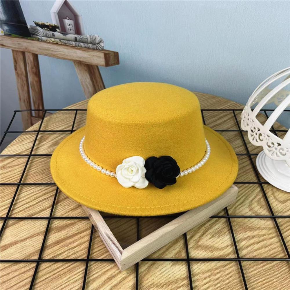 10CM Wide Brim Flat Top Felt Hat French Hepburn Style Panama Trilby Cap New Jazz Hats  Gift