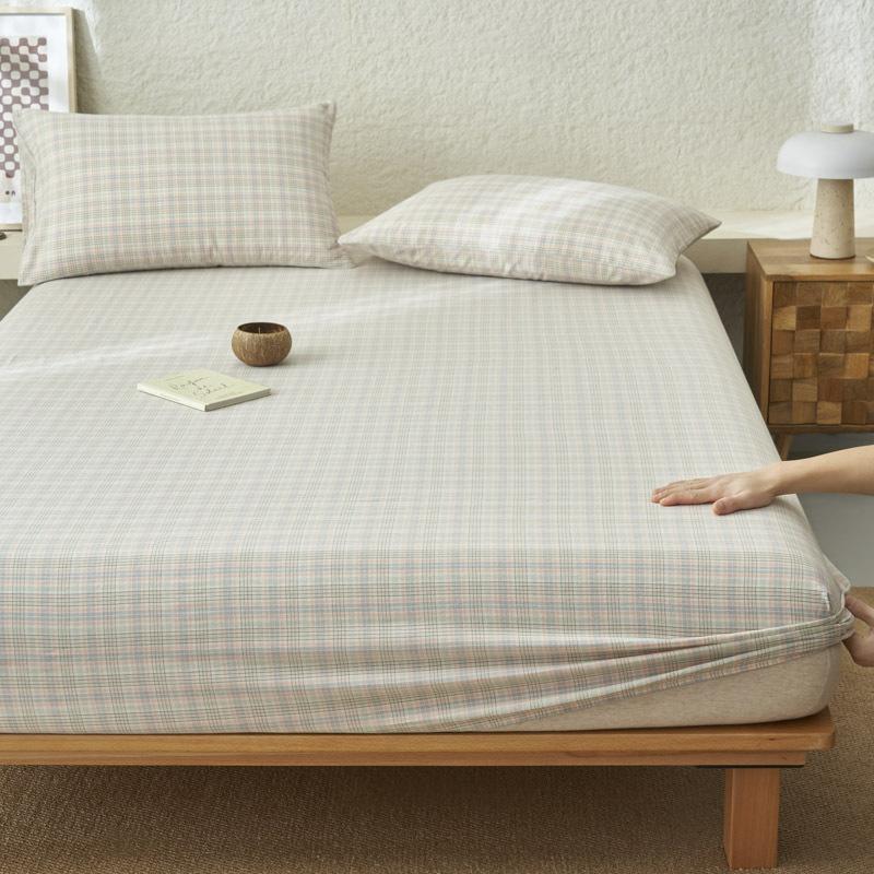 Premium Cotton Plain Fitted Sheet Deep Pocket Elastic Edges Non Slip Sheet Home Mattress Protector Soft Sheets Couvre Lit